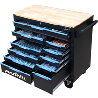 Banc de travail PHIXWELL avec 12 tiroirs roulants, armoire de rangement pour outils, organisateur d'outils robuste avec outils