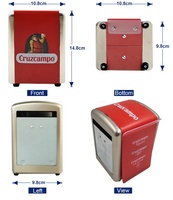 Servilletero de Metal Personalizado Cruzcampo, Servilletero Retro de Hierro con Impresión, Portamenús Acrílico