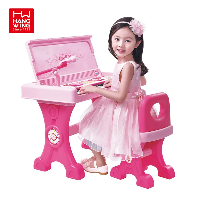 HW Toys Girls Princess Desk Study Piano Musical Instruments New Product Electron Electronic Keyboards Pian Pink for Kids Boys