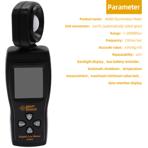 AS803 dijital işık ölçer parlaklık Lux metre test cihazı UV radyometre LCD Illuminometer - Product Image 5