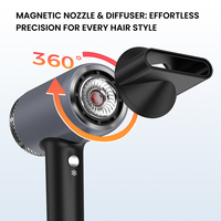 Sèche-cheveux ionique à plasma intelligent à commande thermique IA, 2000W, séchage rapide, moteur BLDC 36mm, avec buse diffuseur magnétique – Vente en gros