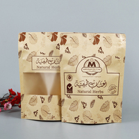 Bolsa de Papel Kraft Reutilizable con Cierre y Ventana Transparente, Diseño Personalizado, para Envasado de Frutos Secos