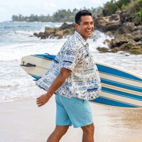 Chemise Aloha décontractée à manches courtes pour homme, imprimé tribal géométrique beige, vente en gros