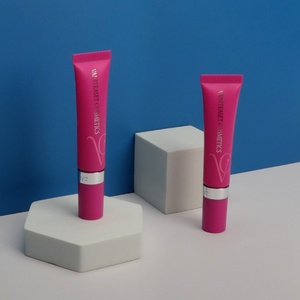 Wholesale Luxury Colored Empty 15Ml 20Ml Red Custom Soft Squeeze Cosmetic <b>Plastic</b> Balm <b>Tube</b> Packaging With Rolling Massage Head - Product Image 4