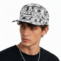 Casquette de baseball à 5 panneaux avec broderie 3D en relief, design graphique imprimé, visière incurvée, ajustable, streetwear décontracté, casquette personnalisée pour hommes