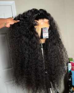 Perruque en cheveux humains vierges brésiliens bruts, bouclés birmanes, avec dentelle frontale HD transparente pour femmes noires - Product Image 1