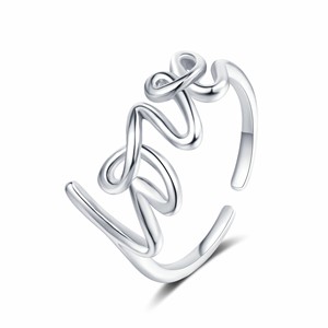 Bijoux minimalistes Bague ouverte ajustable plaquée or 18 carats Bague de couple Twist LOVE Ketter Bague de bijoux en or - Product Image 6