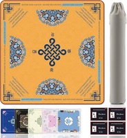 Tapis de mahjong personnalisé avec logo, réduction du bruit, imperméable, peint à la main, avec support en caoutchouc antidérapant, carré