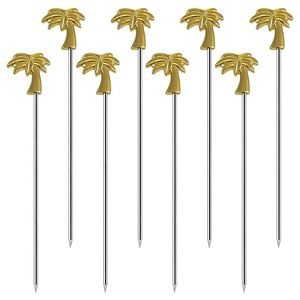 Agitador de bebida de palo de fruta con mango de palmera de Metal de alta calidad y Martini Pick con personalización de logotipo - Product Image 1