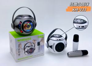 Nouveau 2024 KM-<span class=keywords><strong>V33</strong></span> Mecha Wind Karaoké Mini Audio Portable Extérieur Microphone sans fil Bluetooth Haut-parleur DJ Lecteur Rechargeable - Product Image 4