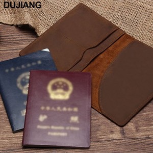 Dujiang Passport <b>Holder</b> Crazy Horse Leather 7 Inch Wear Resistant Portable <b>Document</b> Storage Bag Solid Color - Product Image 1