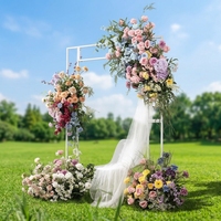 L-R527 Boule de fleurs colorée personnalisée de luxe pour décoration de mariage, fleurs artificielles roses et blanches, fleurs de mariage, centre de table
