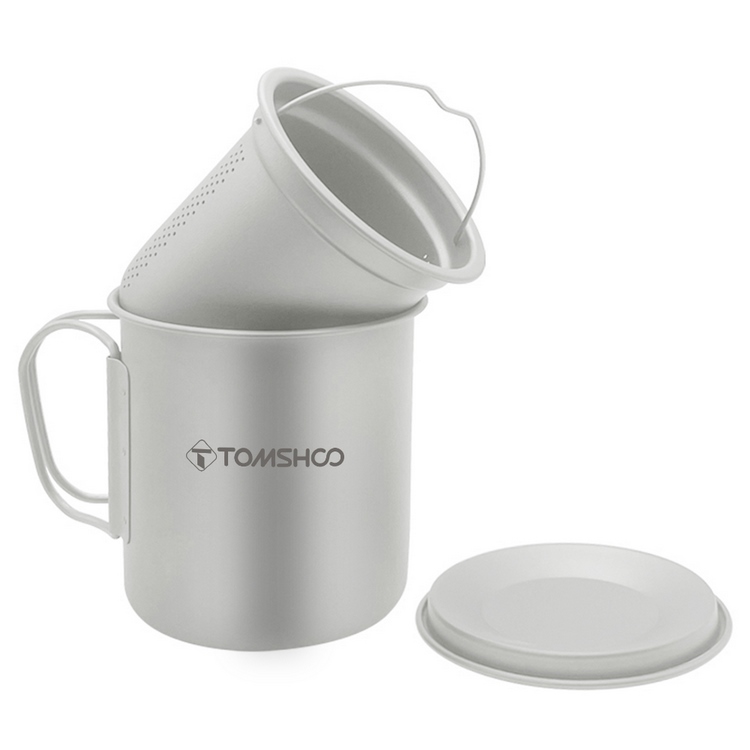 Tasse/titanium Camping 450/750ml - Couvercle Et Poignée Pliante - NEUF