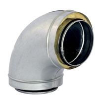 Sistem Ventilasi HVAC Kelautan Saluran Udara Spiral Logam Pra-Insulasi Dinding Ganda Bulat dengan Siku Tekan