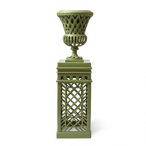 Urne de jardin de luxe en aluminium moulé sous pression, revêtement poudré, résistante aux intempéries, pour plantes, vase, piédestal, intérieur, extérieur, maison, jardin, mariage, hôtel - Product Image 3