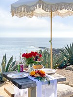 Parasol de jardin avec pompons, manche long, renforcement contre le vent, protection UV, parasol de plage