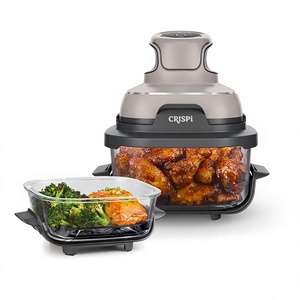 Système de friteuse à air électrique portable professionnel 4-en-1 avec récipients en verre borosilicate de 4QT (6 tasses) |   Non toxique, haute puissance 1500W - Product Image 1