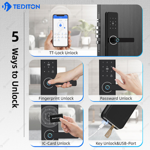Tediton สมาร์ทประตูล็อคฉันบ้านประตูไม้สำหรับบ้านอิเล็กทรอนิกส์ดิจิตอล ttlock ลายนิ้วมือล็อคประตูอัจฉริยะ - Product Image 3