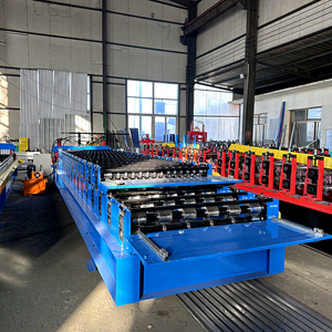 중국 루핑 시트 더블 레이어 기계 알루미늄 유약 타일 강철 롤링 지붕 패널 골판지 금속 롤 성형 기계 - Product Image 1