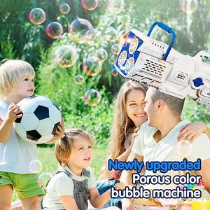 Haute qualité Gatlin Machine à bulles jouets 60 trous avec lumière lance-roquettes électrique pistolet à bulles enfants jouets à bulles pour l'extérieur - Product Image 4