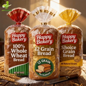 Bolsa de Plástico Transparente Reutilizable para Pan, Impresa Personalizada, Bolsa OPP/CPP con Base Plana y Abertura Lateral para Empacar Pan Tostado, para Panadería - Product Image 1