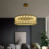 Lustre rond nordique à hauteur réglable, design personnalisé en verre doré, luminaires suspendus pour hall d'hôtel, escalier, salle à manger