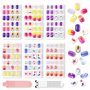 Aliver 144Pcs 6 Pack Presse sur les Ongles pour Enfants Enfants Acrylique Faux Ongles Arc-En-Bonbons Collection Éléments Ongles - Product Image 4