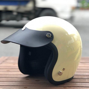 Stylish motorcycle helmet with detachable leather brim, <b>retro</b> electric scooter helmet brim, motorcycle helmet accessories. - Product Image 1