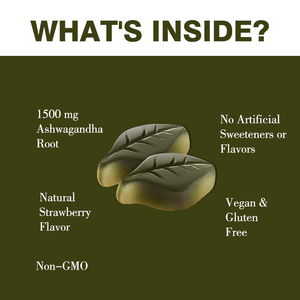 Venta caliente 1500mg Ashwagandha Root Gummy Ashwagandha Gummies con Withanolides Mejorar el sueño Reducir el estrés Sabor a fresa - Product Image 5