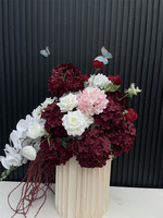 Composition florale artificielle pour mariage d'automne, roses bordeaux et hortensias, pour allée de cérémonie et décoration de fête - Meilleures ventes