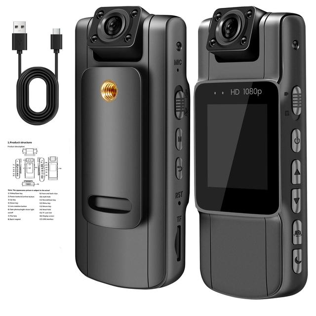 Yuaoran 2K WiFi Body Camera 1.5" IPS Display 130 Wide-Angle Lens HD Audio/Video Recording Waterproof Mini Sports Action