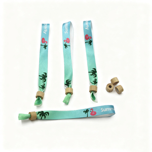 JXSSW1023 Fade-proof Colorfast Soft Sublimation Wristband With Bamboo Wood Bead for Easter Celebration Events