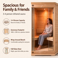 Ruang Sauna Inframerah Jauh Desain Modern untuk Dewasa, Terbuat dari Kayu Hemlock Solid, Ruang Sauna Kayu Inframerah Jauh untuk Dalam Ruangan di Rumah