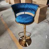 Chaises de bar modernes en cuir de luxe Yazhi Nordic, hautes, en métal doré et velours rose, pour table de bar