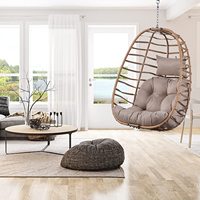 Hamac de patio en rotin en osier de plafond suspendu oeuf balançoire oeuf chaise avec coussin pliable panier chaise pour chambre balcon patio
