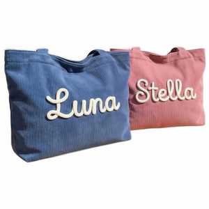 Personalised Name Tote Custom Corduroy Handbag, Everyday Essential & Weekender, <b>Bridesmaid</b> <b>Gifts</b> <b>Bag</b>, <b>Gift</b> for Women - Product Image 1