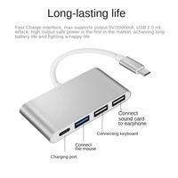 Hub USB C 4 en 1 a USB 3.0 con carga PD, adaptador tipo C, hub USB-C para ratón, teclado, memoria USB, para teléfono móvil, tableta, portátil, juegos.