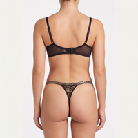 Bodysuit renda sifon floral hitam sheer dengan potongan V dalam dan tali, ODM, lingerie transparan seksi untuk wanita