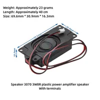 Amplificateur de puissance en plastique 3W 8Ω (3 Watt 8 Ohm) Haut-parleur 3070 avec bornes Convient aux modules de reconnaissance vocale