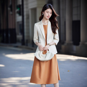 Women's Blazer Three Quarter Sleeve Solid Color Polyester Anti Wrinkle Workwear Professional Suit Jacket - Product Image 2