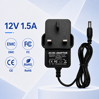 Services ODM/OEM, protection contre les courts-circuits, adaptateur secteur mural AC/DC 12V 1,5A, prise UK 5,5x2,5mm, 18W