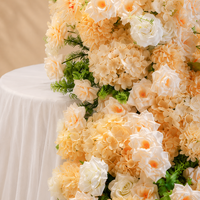 Centre de table de mariage en fleurs de roses en soie en cascade ivoire, arrangement floral, vente en gros, conception personnalisée, usine