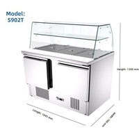 Comptoir Réfrigéré Commercial Intégré en Acier Inoxydable à Refroidissement par Air, 3 Portes, pour Salades, Fruits et Légumes, avec Fonction de Conservation de la Fraîcheur