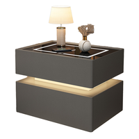 Table de chevet intelligente pour chambre à coucher, table de chevet Bluetooth avec charge sans fil, verrouillage par mot de passe et tiroirs de rangement en bois