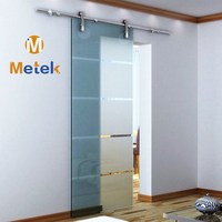 Pintu Geser Gudang Modern Tanpa Bingkai Aluminium Putih Kaca, Grosir Langsung Pabrik, Murah untuk Interior Rumah Komersial