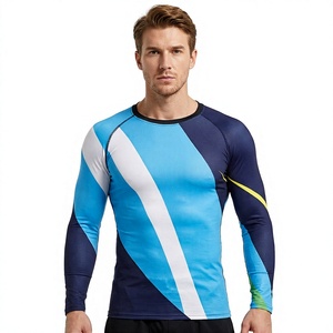 Camiseta de Compresión Unisex de Manga Larga con Bloques de Color, de Secado Rápido, con Estampado por Sublimación, de Spandex y Poliéster, para Deporte - Product Image 1