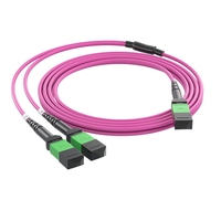 Kabel Breakout Fanout MPO APC 16F ke 2xMPO 8F OM4 Multimode Low Loss Fiber Patch Cord untuk Interkoneksi Pusat Data 800G/1.6T