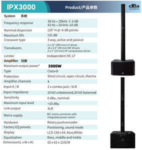 ลำโพงคอลัมน์ IPX3000 รุ่นใหม่ล่าสุด ปี 2025 ฟูลเรนจ์ MP3 3 ทาง 4 แชนแนล 12 นิ้ว 3000 วัตต์ คลาส D ลำโพงคอลัมน์ IPX3000 รุ่นใหม่ล่าสุด ปี 2025 - Product Image 6