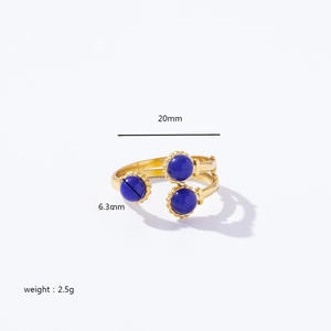 Anillos de moda para mujer, chapados en oro, con incrustaciones de piedras, ajustables, para fiesta, con engaste de bisel, origen Yiwu, JZ21418 - Product Image 3