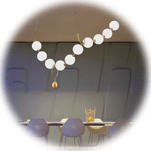 LIANGTE custom decorazione per la casa luce led ciondolo <span class=keywords><strong>collana</strong></span> in acrilico luce lampada <span class=keywords><strong>a</strong></span> sfera cucina hotel minimalista lampadario in <span class=keywords><strong>oro</strong></span> - Product Image 4